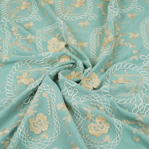 Teal Green 3D Embroidery Moss Crepe Fabric CF-30484 - TradeUNO