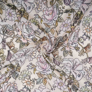 Ivory floral thread embroidery Pure Cotton Chanderi Fabric VI-31007 - TradeUNO