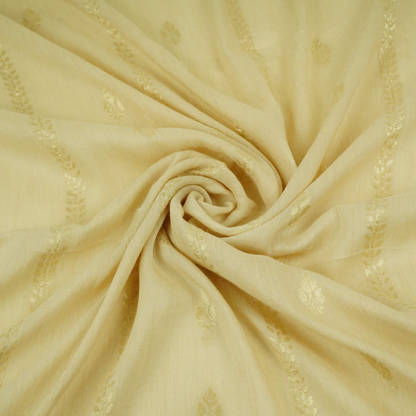 Beige With Multicolor Mughal Embroidery Munga Silk Fabric CW-32581