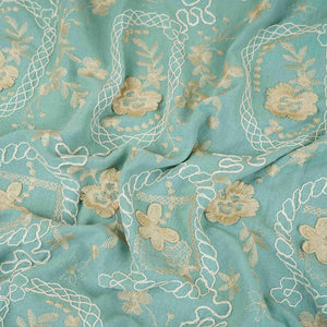 Teal Green 3D Embroidery Moss Crepe Fabric CF-30484 - TradeUNO