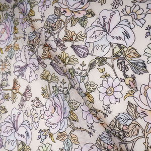 Ivory floral thread embroidery Pure Cotton Chanderi Fabric VI-31007 - TradeUNO