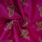 Magenta Parsi Embroidery Pure Tusser Silk Fabric CW-32561