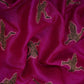 Magenta Parsi Embroidery Pure Tusser Silk Fabric CW-32561