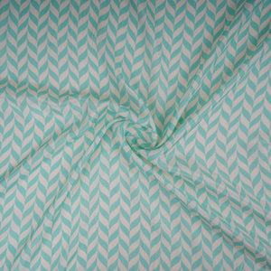 Light Turquoise With Cream Abstract Print Muslin Fabric GTS-30937 - TradeUNO
