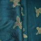Dark Green Parsi Embroidery Pure Tusser Silk Fabric CW-32562