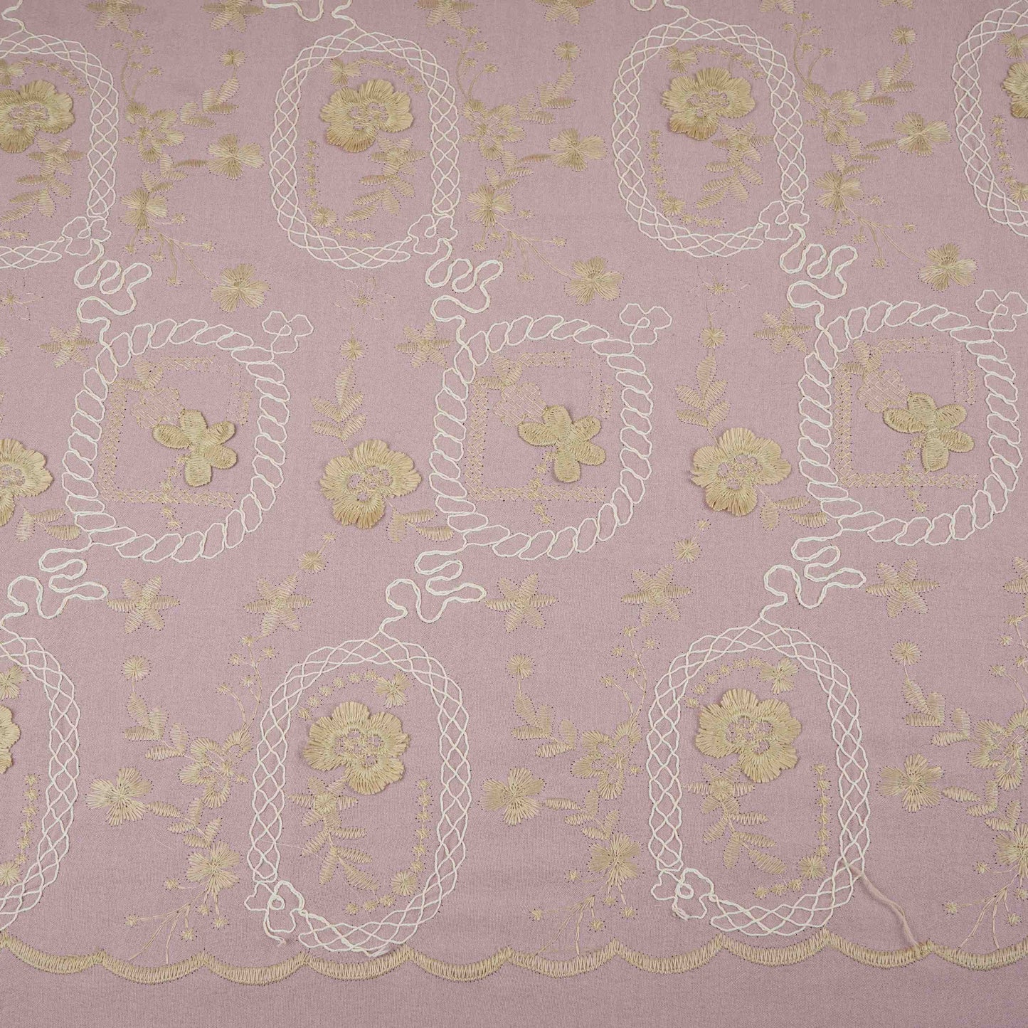 Pink 3D Embroidery Moss Crepe Fabric CF-30482