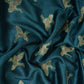 Dark Green Parsi Embroidery Pure Tusser Silk Fabric CW-32562