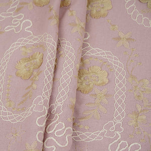 Pink 3D Embroidery Moss Crepe Fabric CF-30482 - TradeUNO