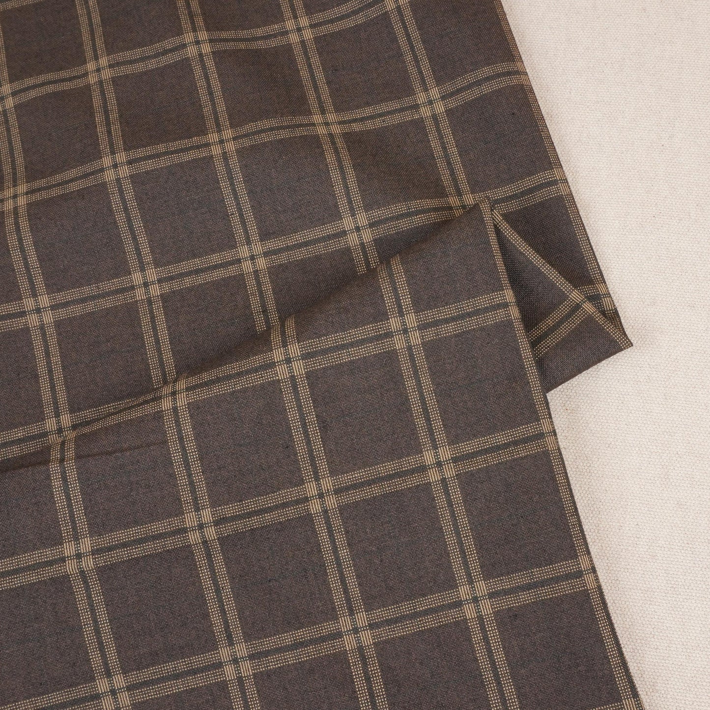 Brown Check Print Suiting Fabric MF-29413