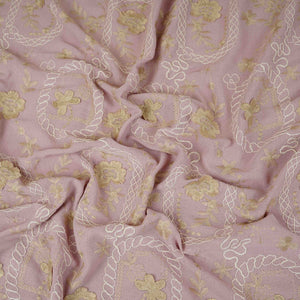 Pink 3D Embroidery Moss Crepe Fabric CF-30482 - TradeUNO