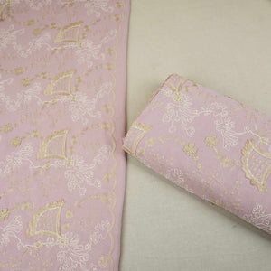 Pink 3D Floral Embroidery Moss Crepe Fabric CF-30481 - TradeUNO