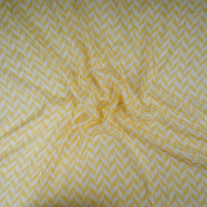 Pastel Yellow With Cream Abstract Print Muslin Fabric GTS-30941 - TradeUNO