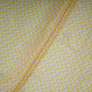 Pastel Yellow With Cream Abstract Print Muslin Fabric GTS-30941 - TradeUNO