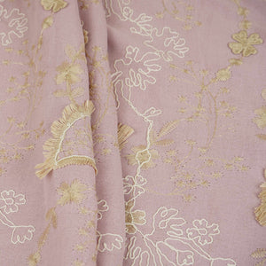 Pink 3D Floral Embroidery Moss Crepe Fabric CF-30481 - TradeUNO