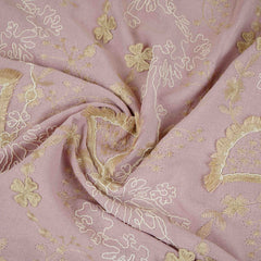 Pink 3D Floral Embroidery Moss Crepe Fabric CF-30481