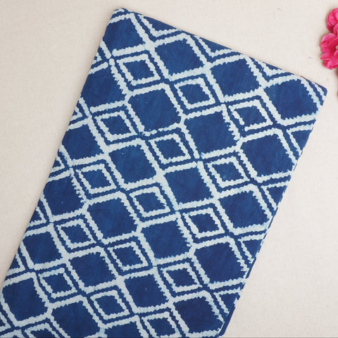 Indigo with White Dabu Print Cotton Fabric DH-29452
