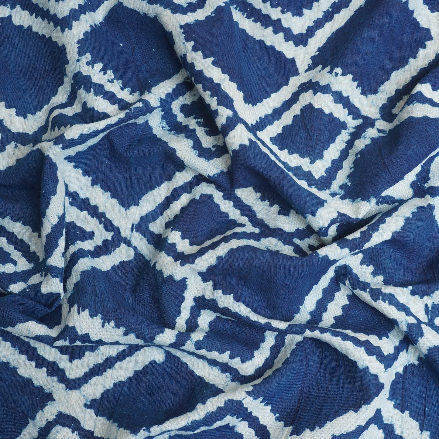 Indigo with White Dabu Print Cotton Fabric DH-29452