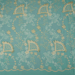 Teal Green 3D Floral Embroidery Moss Crepe Fabric CF-30483 - TradeUNO