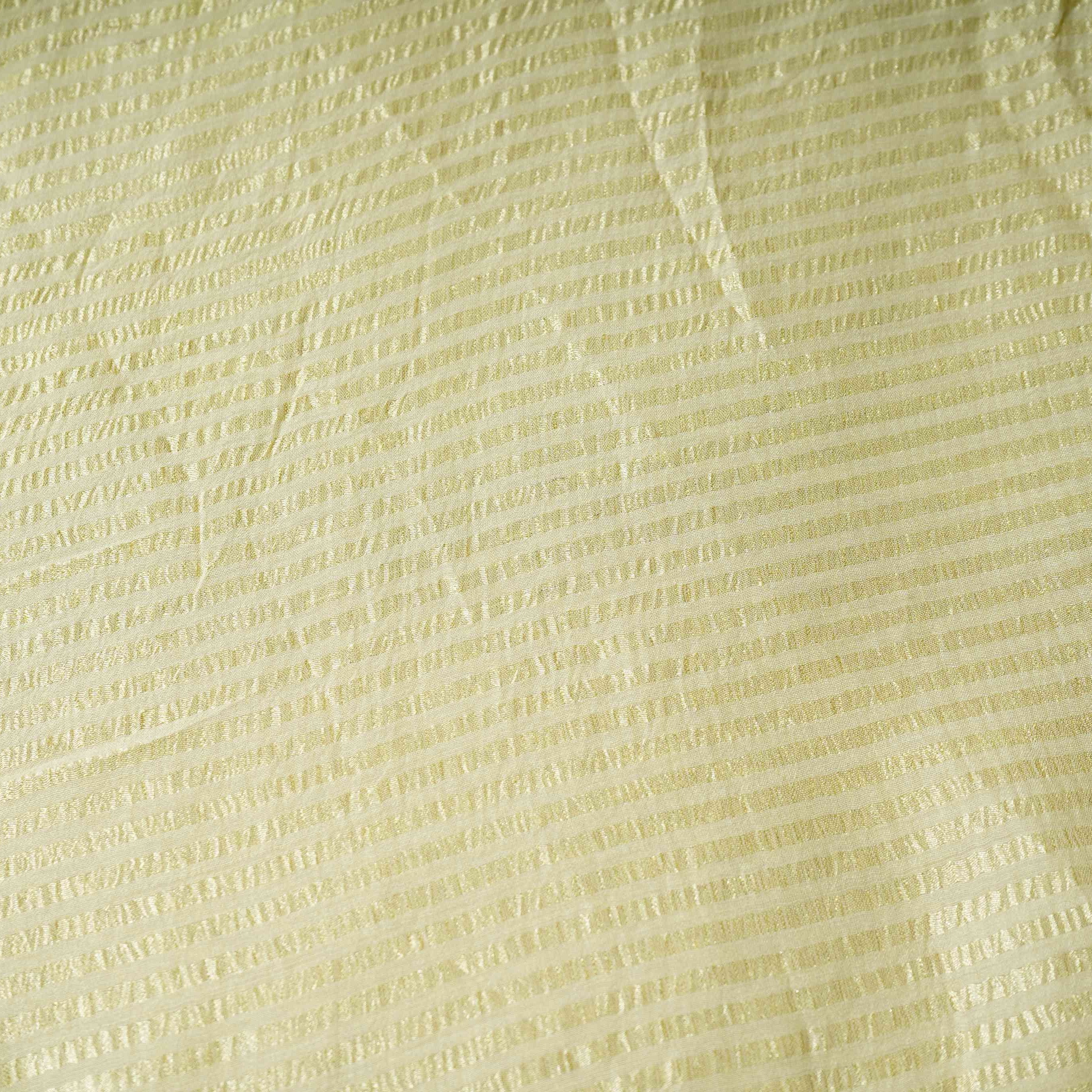 Golden Dyeable Zari Stripes Pure Munga Silk Fabric CW-32565