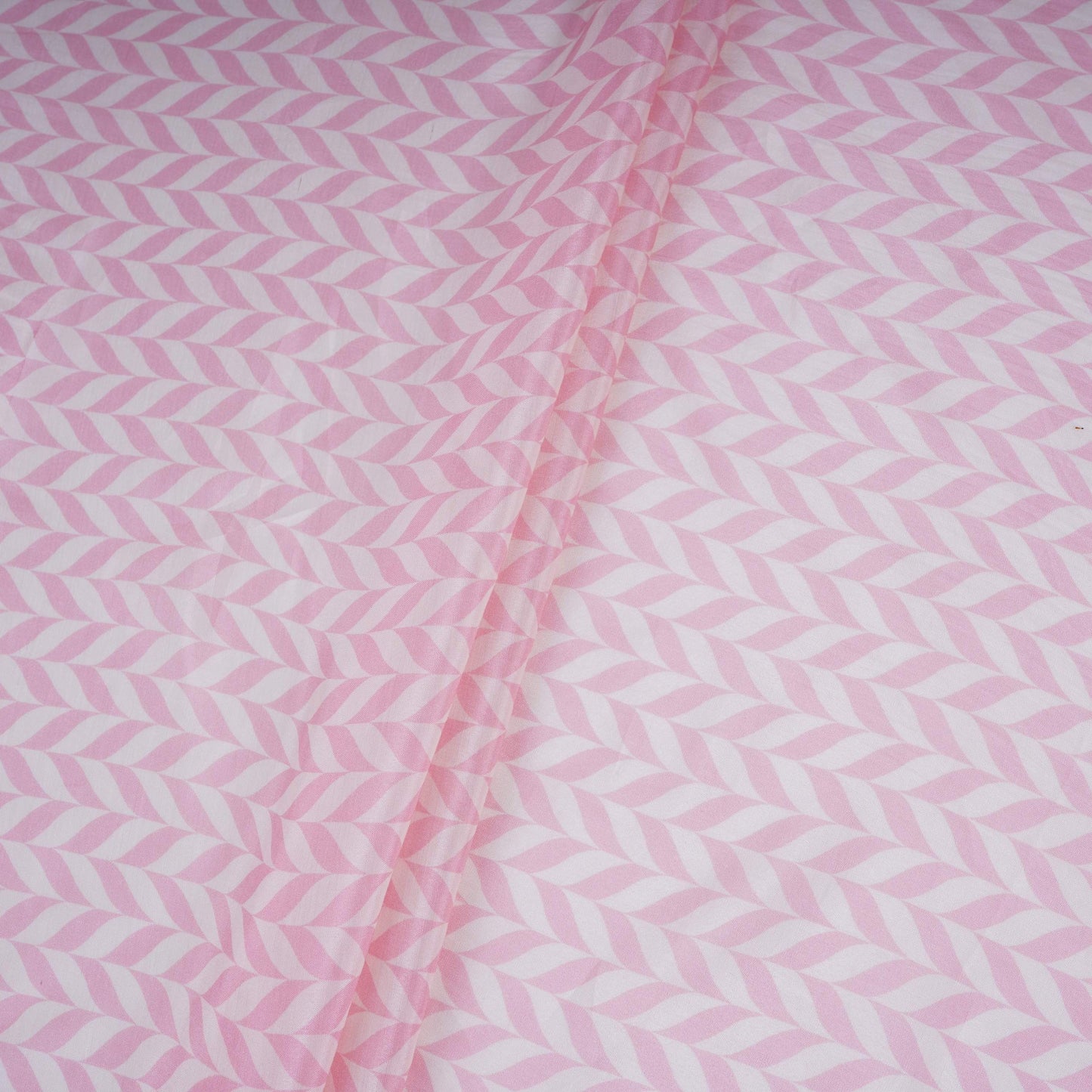Pink With Cream Abstract Print Muslin Fabric GTS-30935