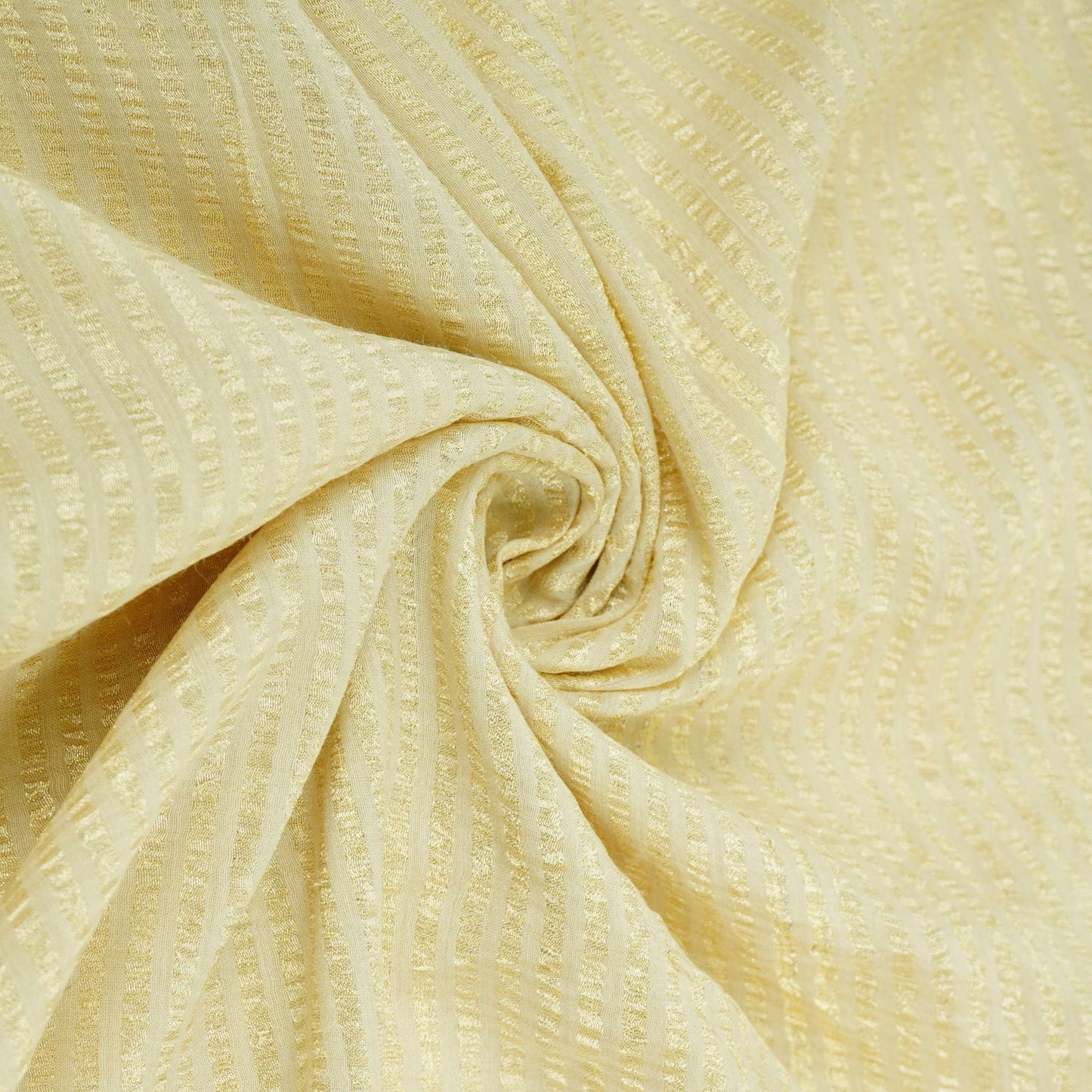 Golden Dyeable Zari Stripes Pure Munga Silk Fabric CW-32565