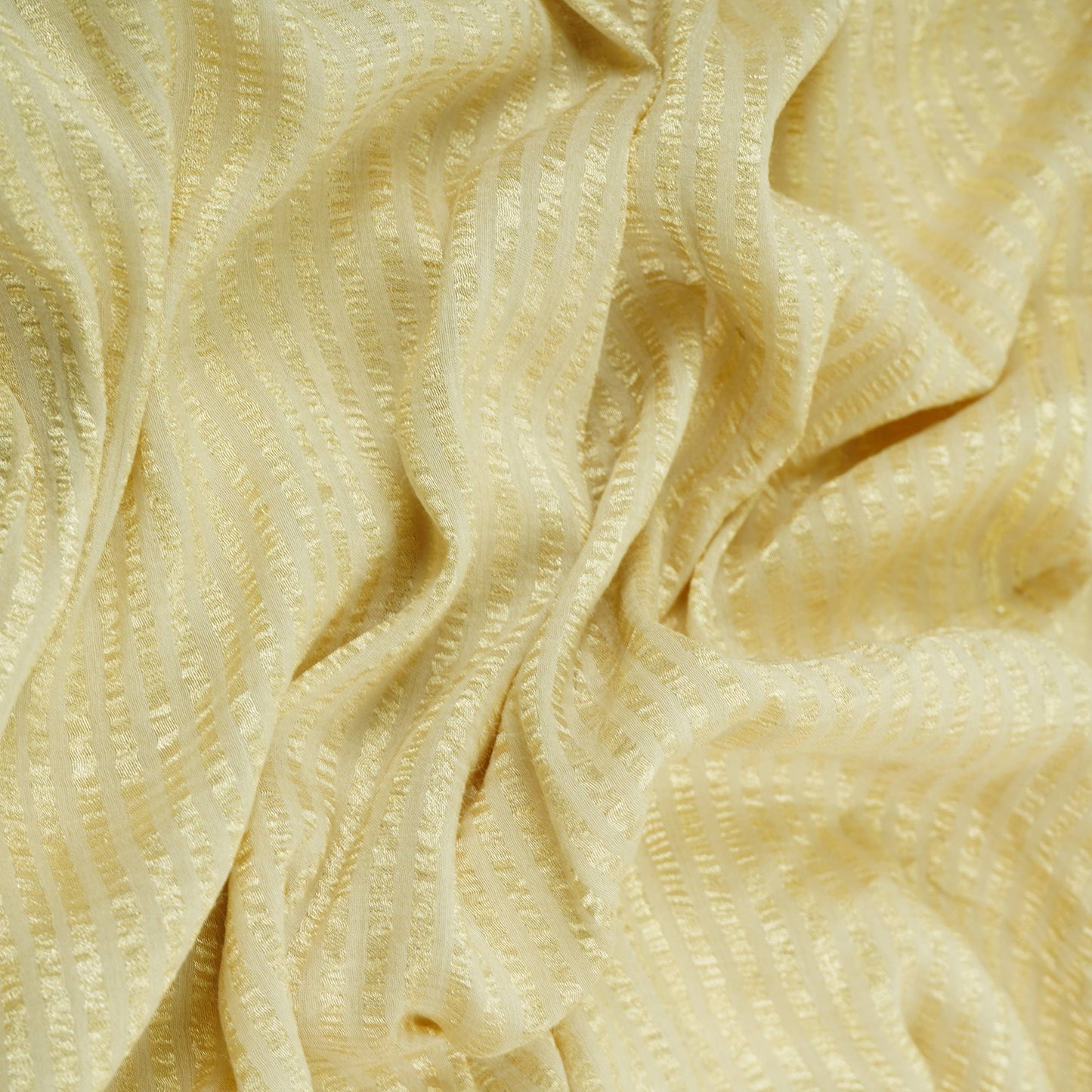 Golden Dyeable Zari Stripes Pure Munga Silk Fabric CW-32565