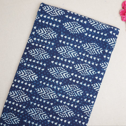 Indigo with White Dabu Print Cotton Fabric DH-29450
