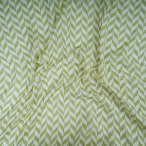 Cream With Green Abstract Print Muslin Fabric GTS-30939 - TradeUNO