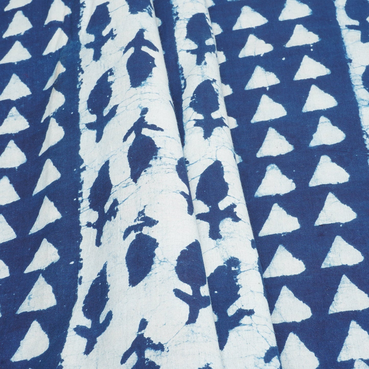 Indigo with White Dabu Print Cotton Fabric DH-29454