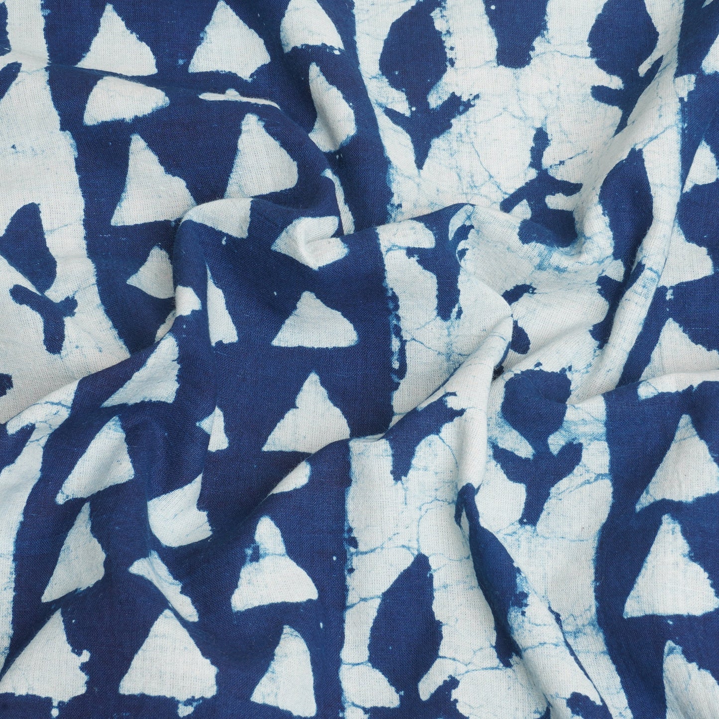 Indigo with White Dabu Print Cotton Fabric DH-29454