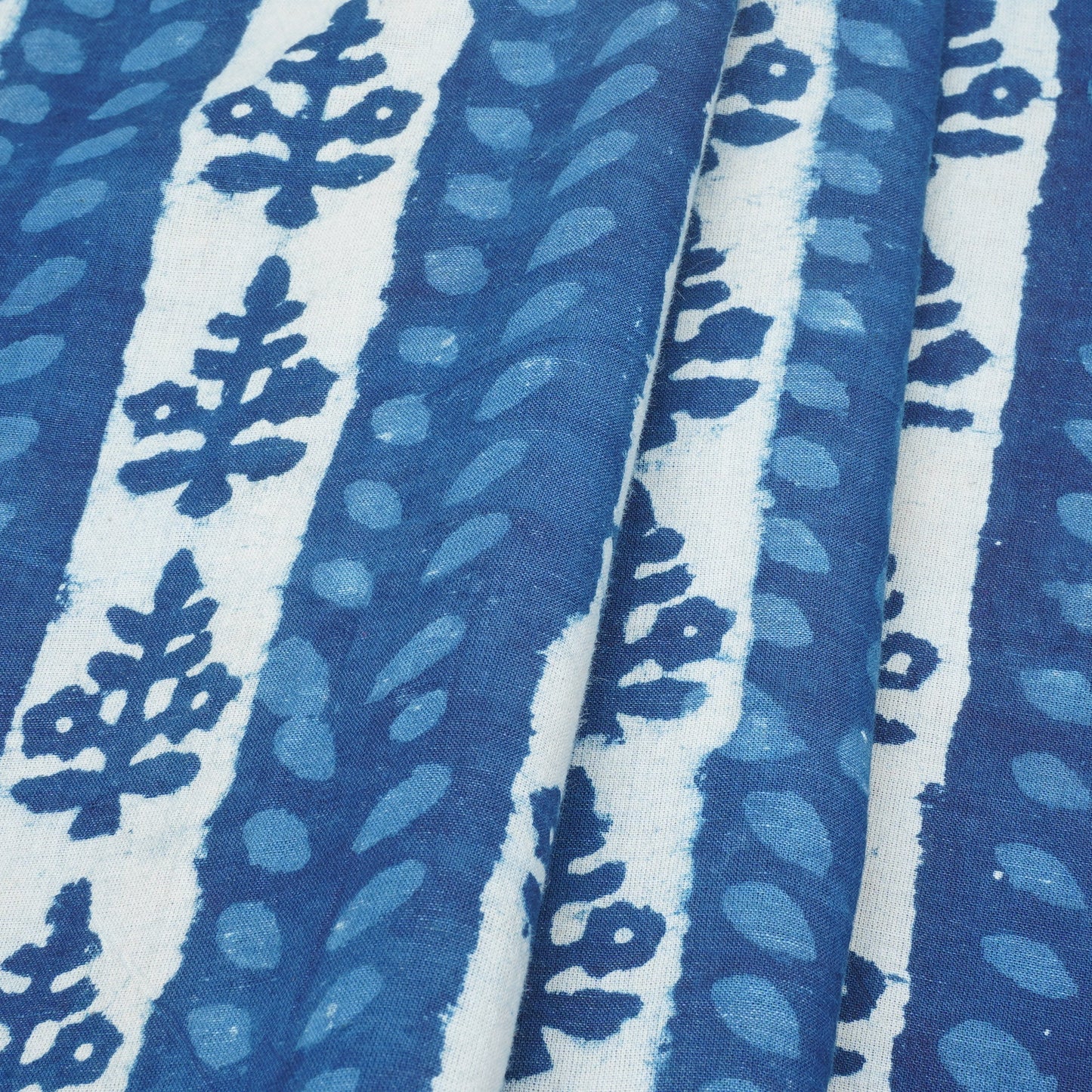Indigo with White Dabu Print Cotton Fabric DH-29448