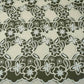 Dark Green Floral Schiffli Embroidery Cotton Fabric DVT-30568