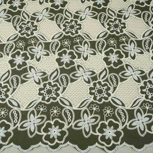 Dark Green Floral Schiffli Embroidery Cotton Fabric DVT-30568 - TradeUNO