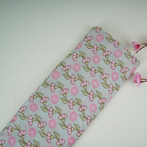 Light Grey Floral Print Muslin Fabric GTS-30949 - TradeUNO