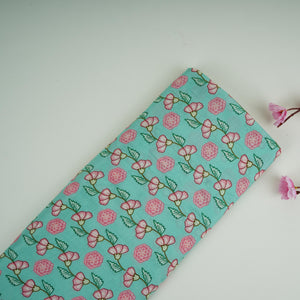 Sea Green Floral Print Muslin Fabric GTS-30945 - TradeUNO