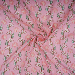 Pink Floral Print Muslin Fabric GTS-30947 - TradeUNO