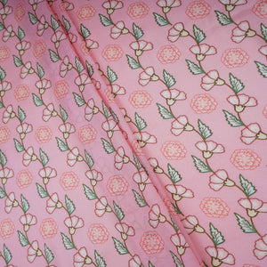 Pink Floral Print Muslin Fabric GTS-30947 - TradeUNO
