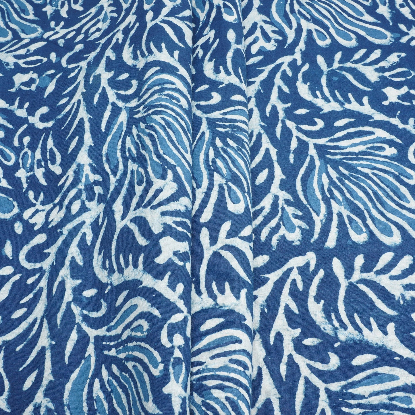 Indigo with White Dabu Print Cotton Fabric DH-29449