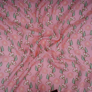 Pink Floral Print Muslin Fabric GTS-30947 - TradeUNO