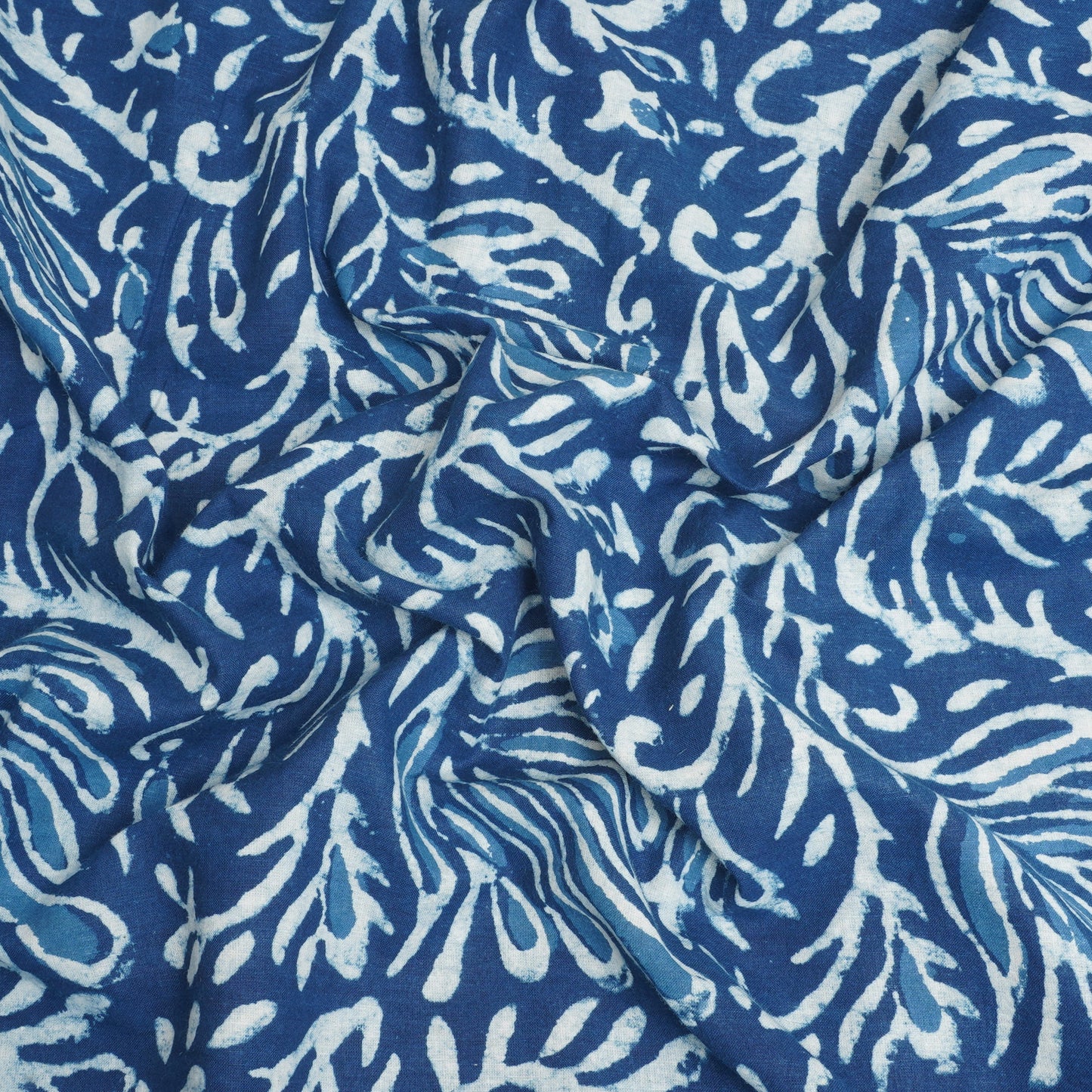 Indigo with White Dabu Print Cotton Fabric DH-29449