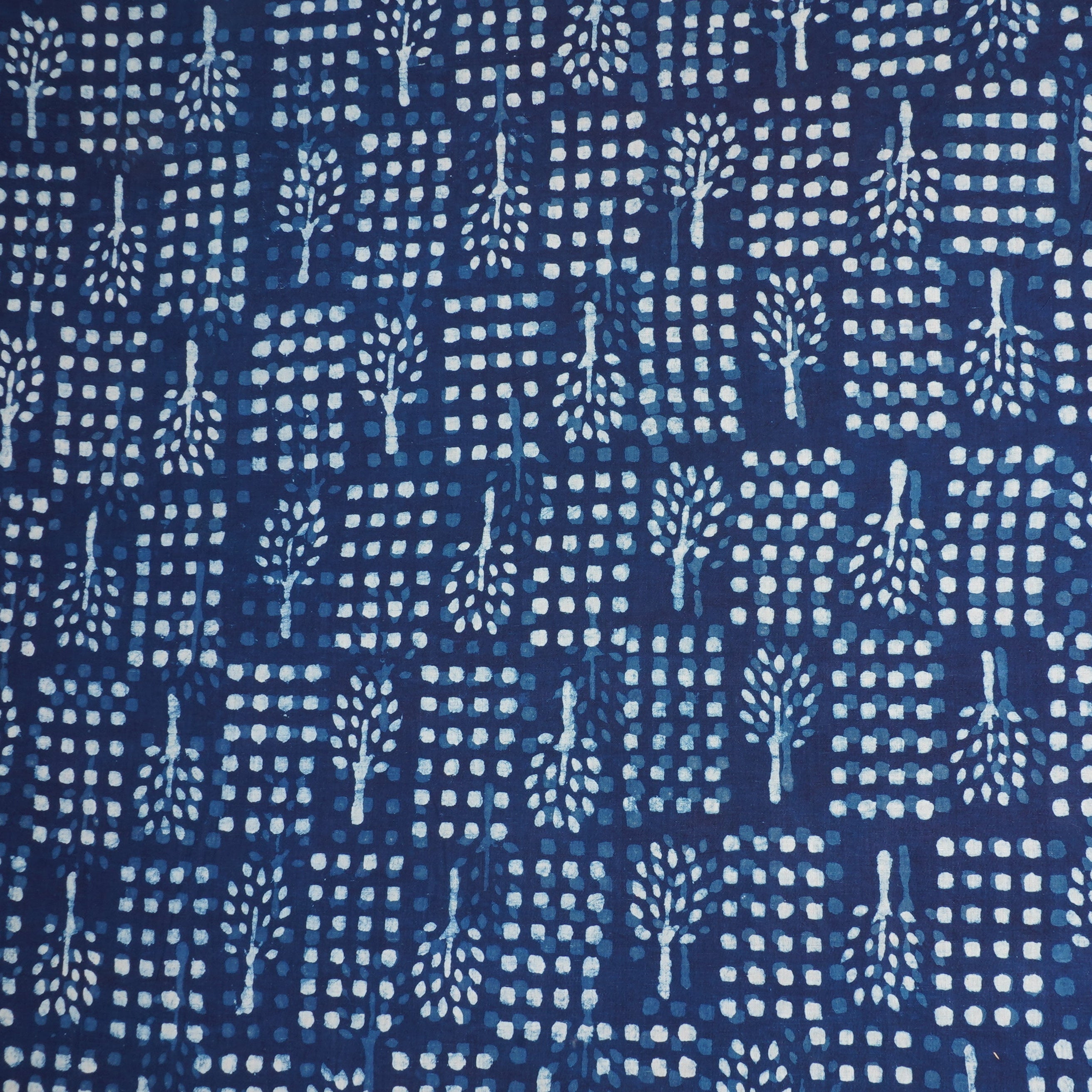 Indigo with White Dabu Print Cotton Fabric DH-29456 - TradeUNO