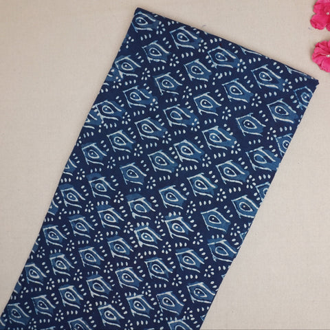Indigo with White Dabu Print Cotton Fabric DH-29459