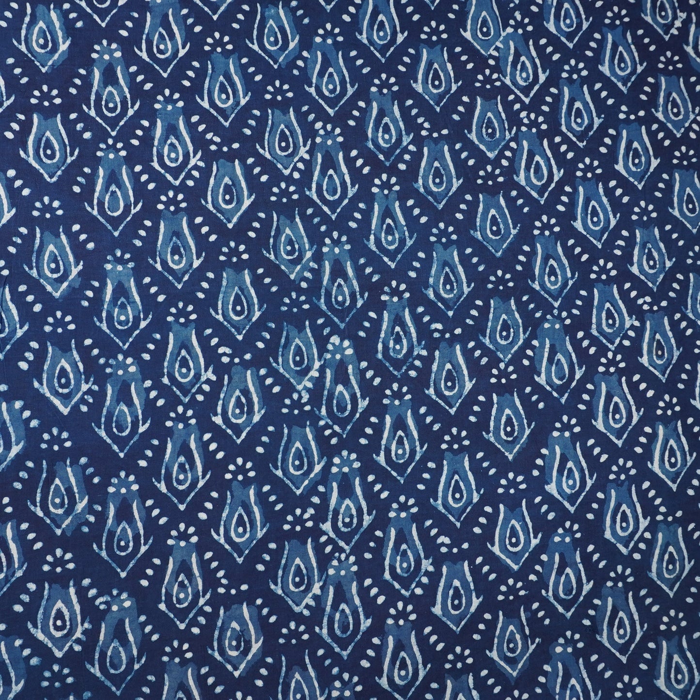 Indigo with White Dabu Print Cotton Fabric DH-29459