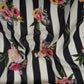 Black & Off White Stripes floral print Pure Georgette Fabric MTFG-31050