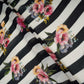 Black & Off White Stripes floral print Pure Georgette Fabric MTFG-31050