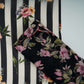 Black & Off White Stripes floral print Pure Georgette Fabric MTFG-31050