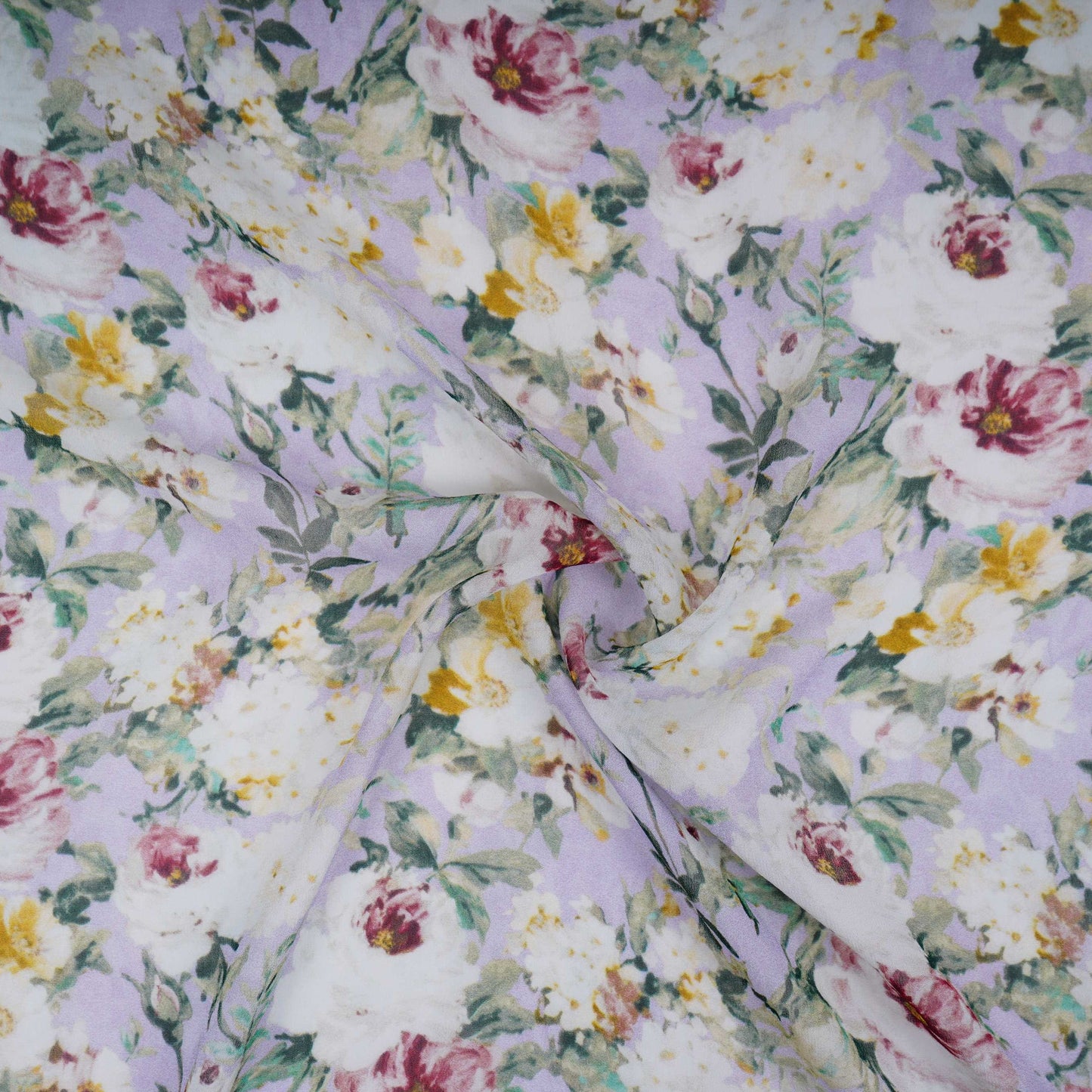 Lilac floral print Georgette Fabric GTS-31135