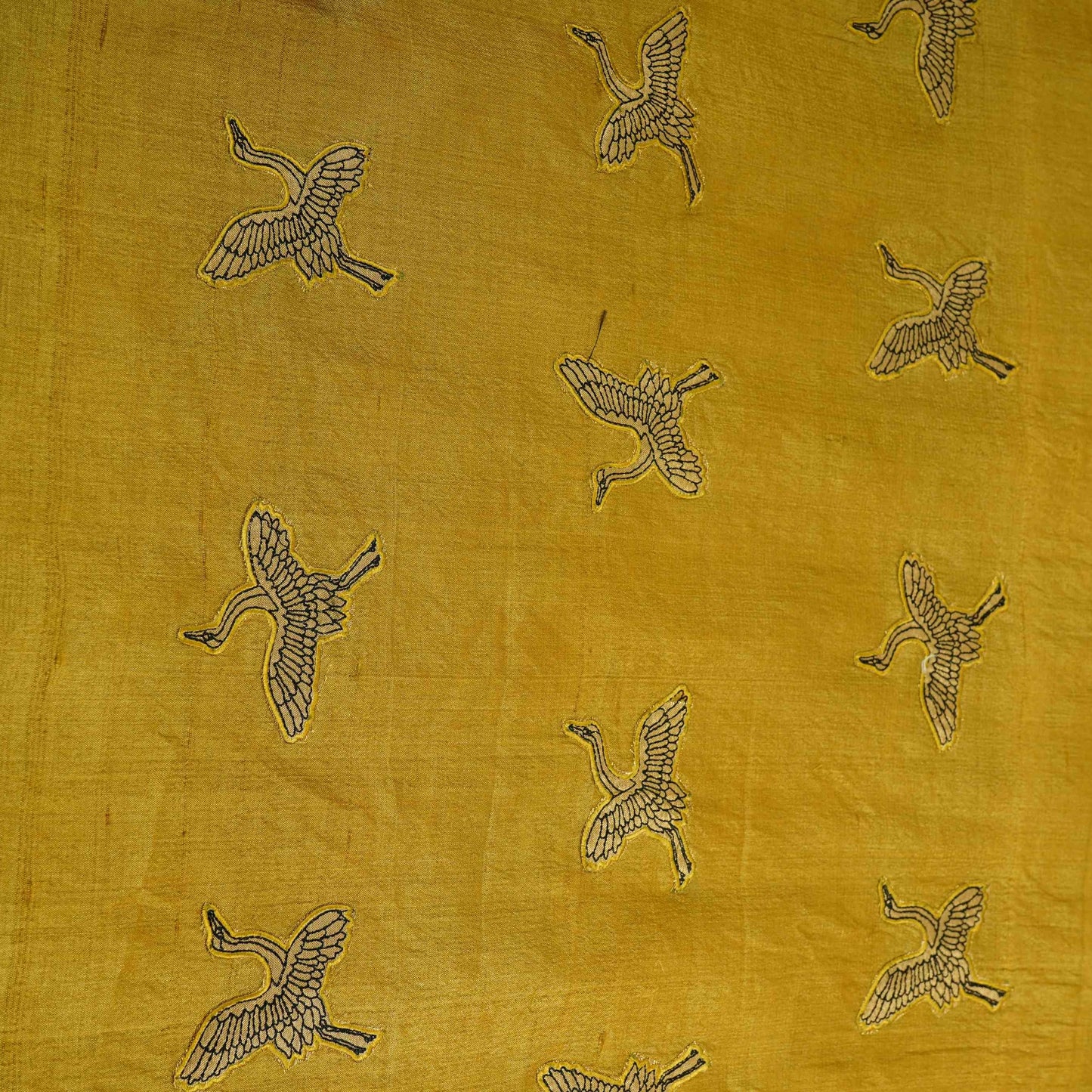 Golden Parsi Embroidery Pure Tusser Silk Fabric CW-32563