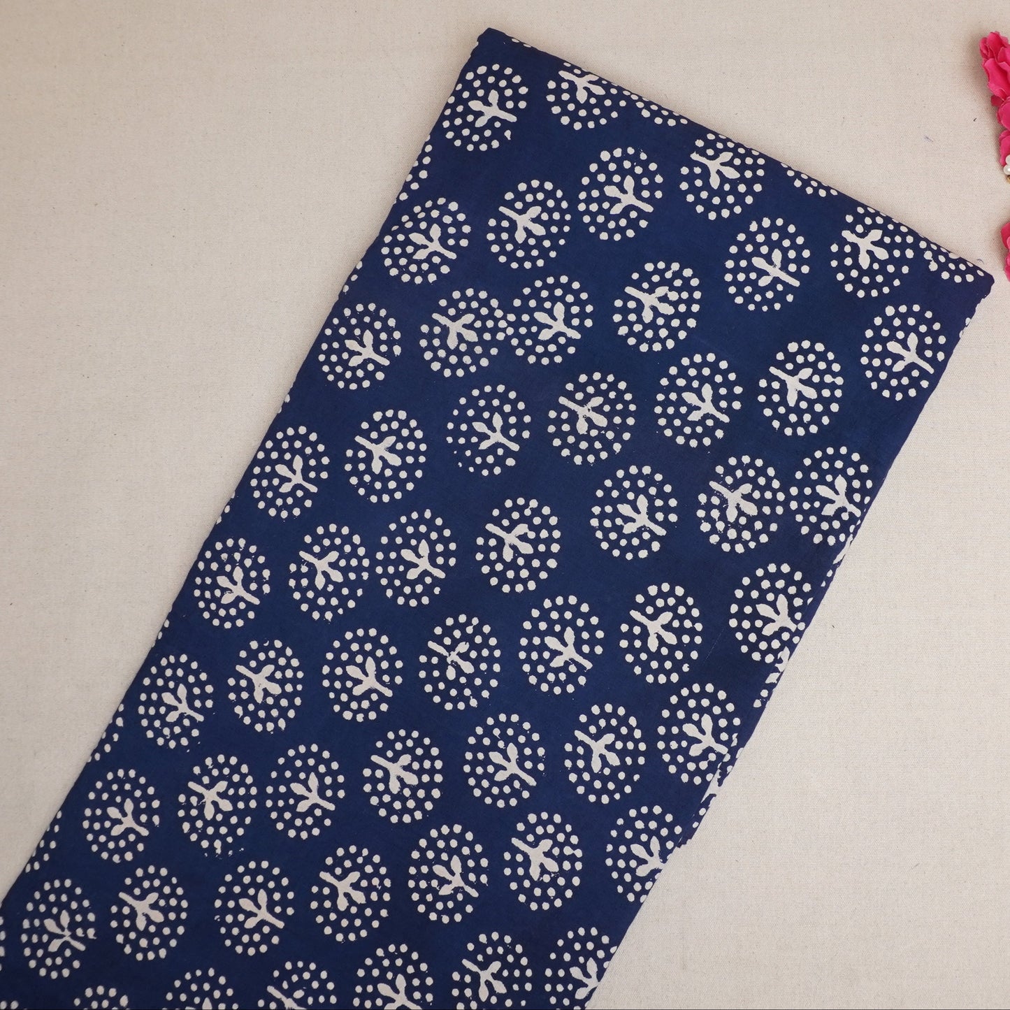 Indigo with White Dabu Print Cotton Fabric DH-29461