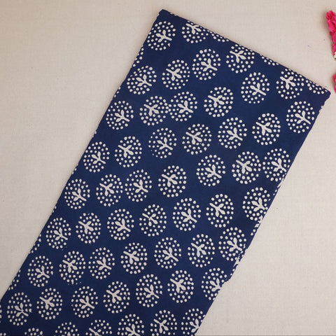 Indigo with White Dabu Print Cotton Fabric DH-29461
